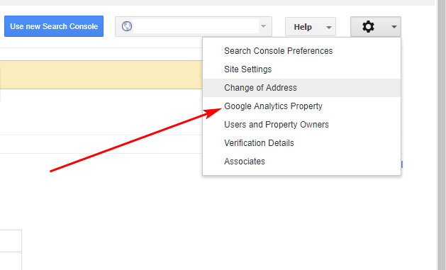 Screenshot of how to combine Google Analytics and Google Search Console