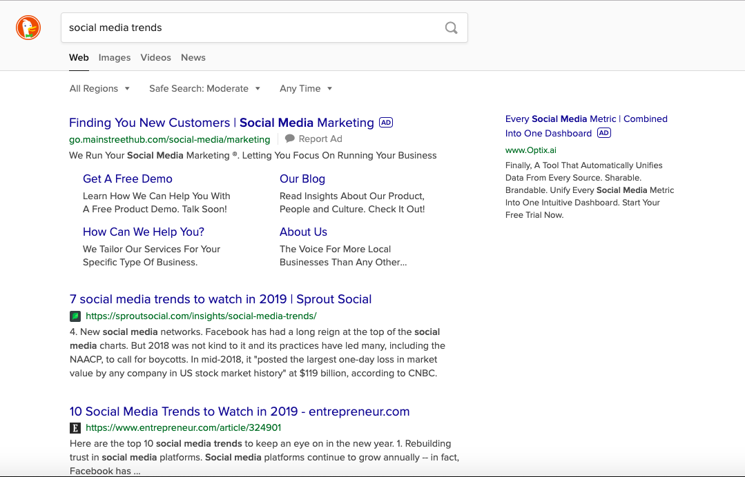 search on duckduckgo for "social media trends"